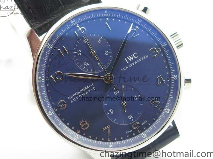 MIROTIME 0421 MoistureWicking Portuguese IW371491 ZF 1:1 Best Edition SS Blue Dial On Leather Strap A79350 (Slim Movement) V 7221